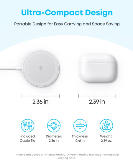 Anker Zolo Magnetic Wireless Charger, 2-Pack Qi2 Wireless Charging Pad (Adapter Not Included) - Qi2 Fast Charging Pads for iPhone with MagSafe Compatibility