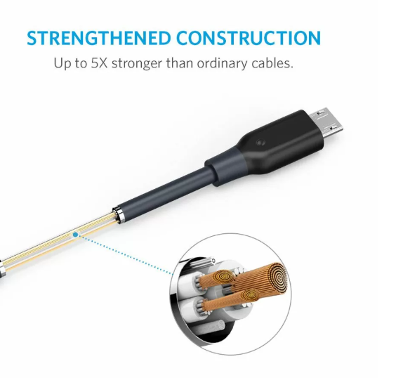 [Exclusive deal] Anker Powerline+ Micro USB Cable (6ft) - Black ~ The World’s Fastest, Most Durable Charging Cable, with Aramid Fiber,10,000+ Bend Lifespan for Samsung, Nexus, LG, Motorola, Android