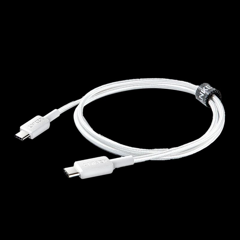 [Exclusive deal] Anker 322 PowerLine USB C to USB C Braided 3ft/0.9m 60W Cable - White ~ Compact & Lightweight Perfect Length Universal Compatibility