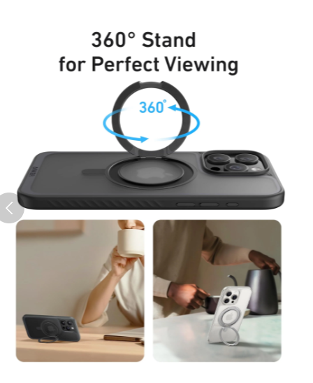 【Anker Official】Anker  Iphone 15 PRO Clear Magnetic Phone  Case
 .Anker Magnetic Phone Case with Ring Stand For iPhone 15 Pro