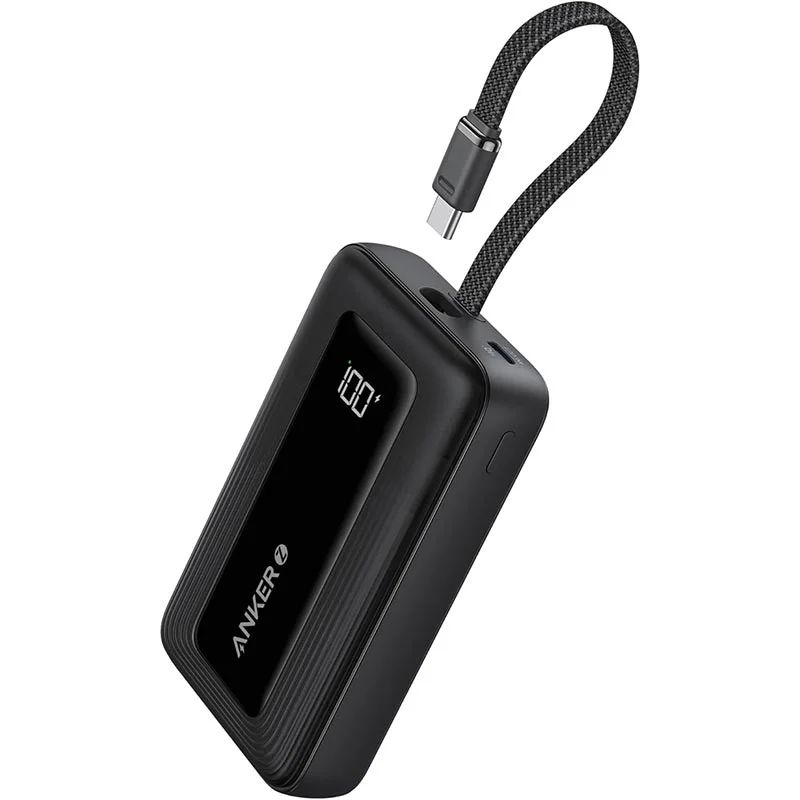 [special offer] Anker Zolo Power Bank 10K 30W Built-In USB-C and Lightning Cableb BlackMultiple Device Charging Digital Display Fast Charging
