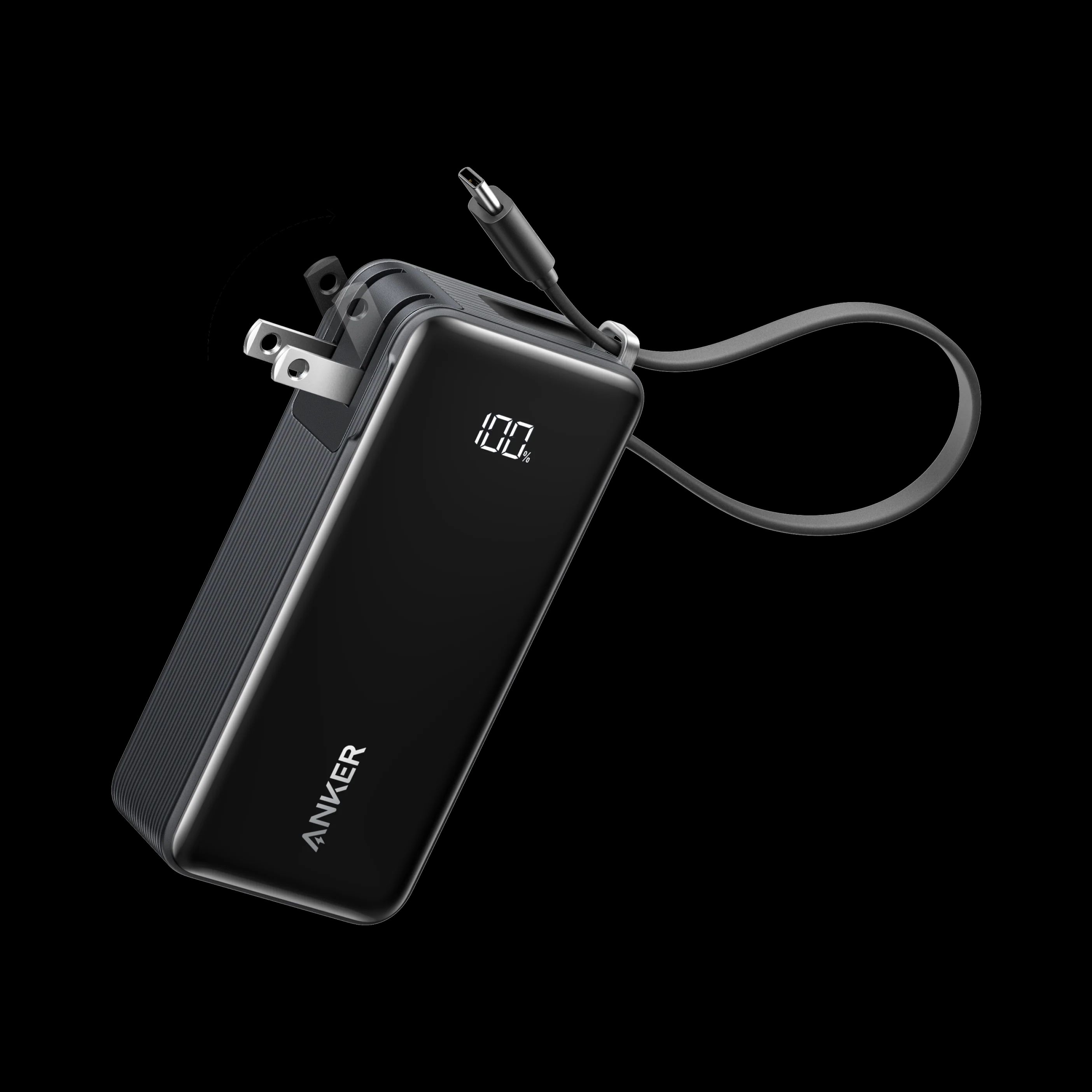 [special offer] Anker Zolo Power Bank 10K 30W Built-In USB-C and Lightning Cableb BlackMultiple Device Charging Digital Display Fast Charging