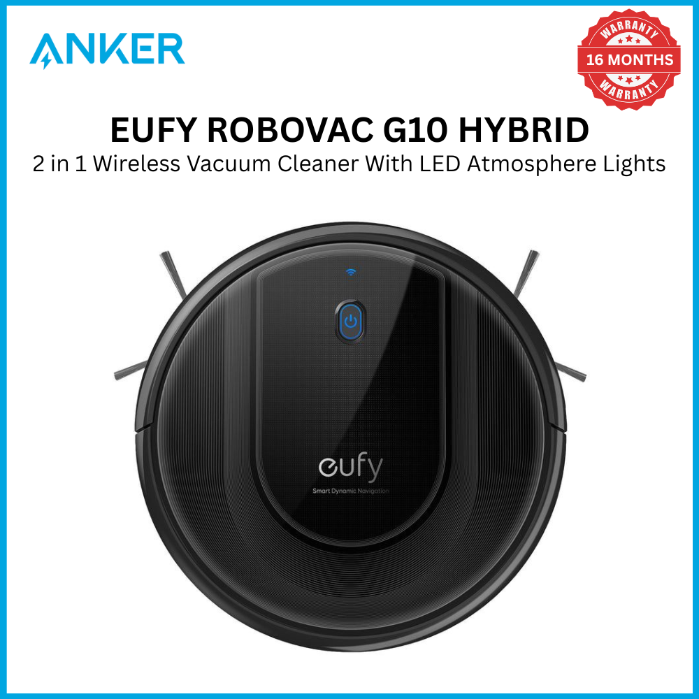 [Special Offer] EUFY ROBOVAC G10 HYBRID  Robot Vacuum Cleaner 2 in 1 Wireless Vacuum Cleaner With LED Atmosphere Lights Quiet Vacuuming Mopping Humidifying Vaccume Clean