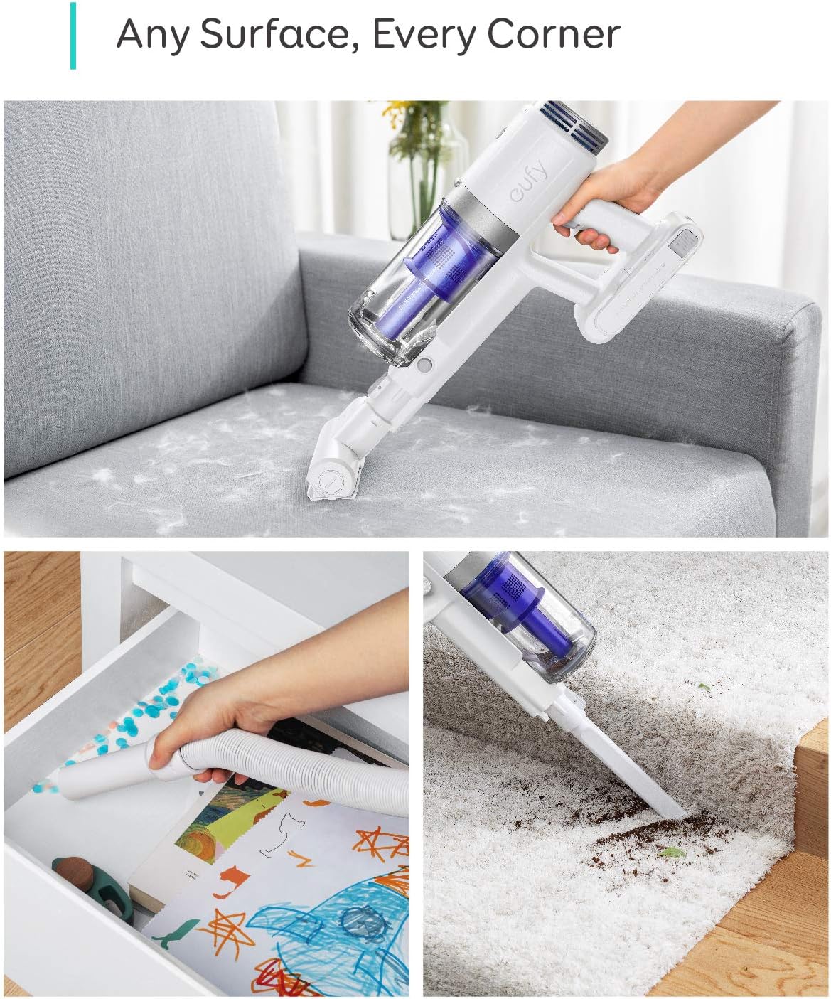 [Special Offer] EUFY S11 REACH  Wireless rechargeable Car/ Home Vacuum Cleaner.suction power of 8500 pa Cordless 2 In 1 Handheld Auto Vacuums Home & Car Dual Use Mini Vacuum Cleaners
