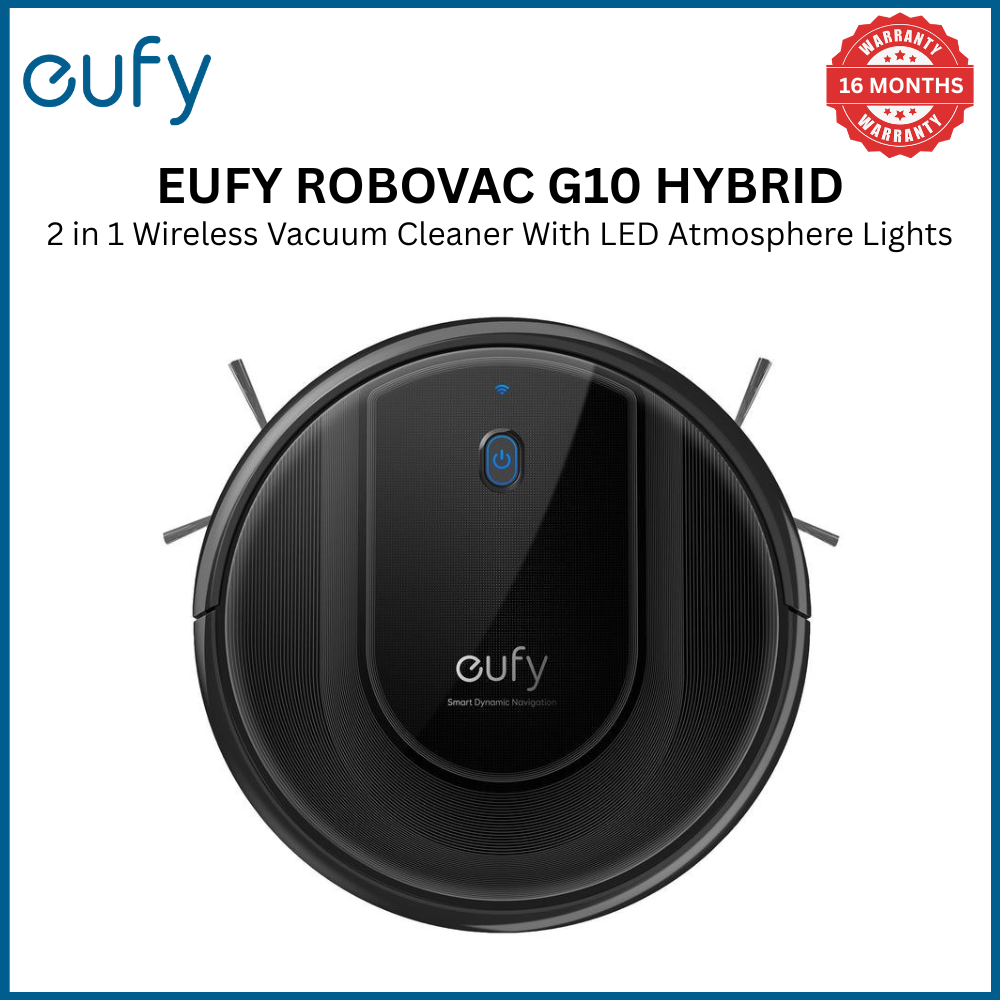 [Special Offer] Eufy RoboVac G10 Hybrid – Black Robot Vacuum Cleaner 2-in-1 Wireless Vacuum Cleaner With LED Atmosphere Lights Quiet Vacuuming Mopping Humidifying Vacuum Clean