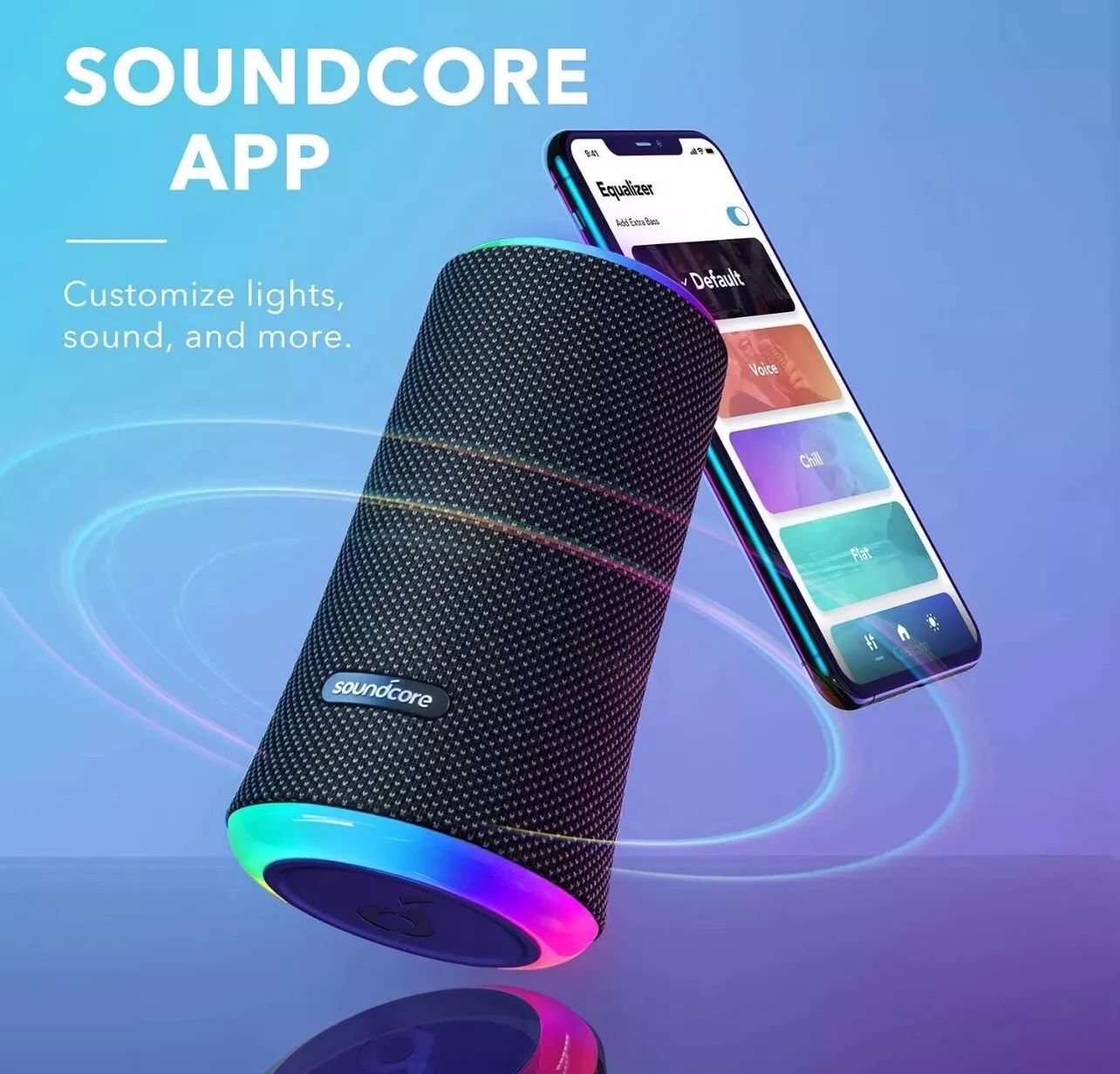 【Anker Official】Soundcore Flare 2 - Black | 360° Sound, BassUp, Waterproof IPX7, LED Light Show, Party Speaker