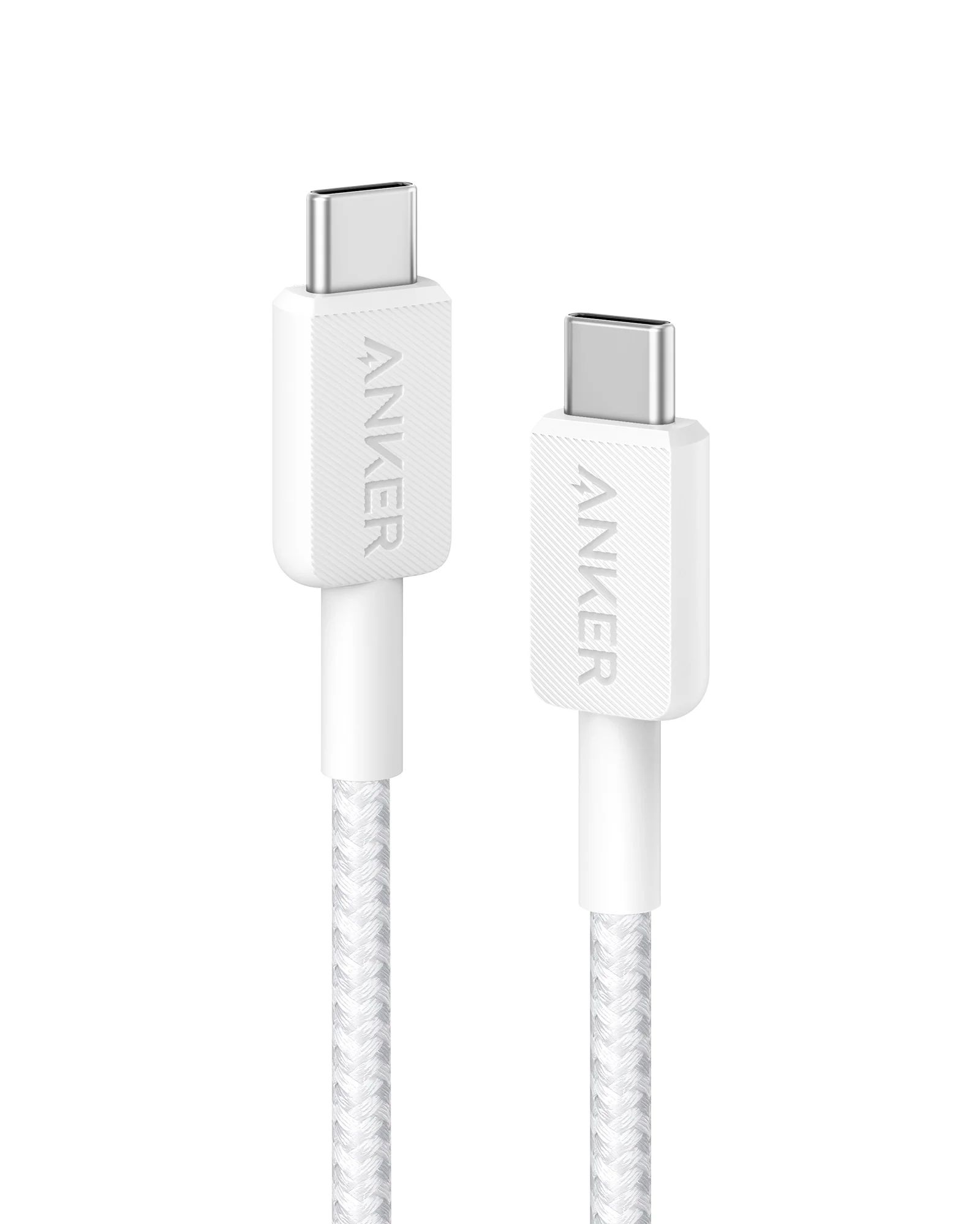 [Exclusive deal] Anker 322 PowerLine USB C to USB C Braided 3ft/0.9m 60W Cable - White ~ Compact & Lightweight Perfect Length Universal Compatibility