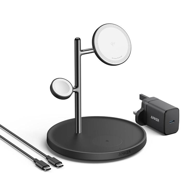 [Exclusive deal] Anker MagGo Wireless Charging Station (3-in-1 Stand) – MagSafe Fast Charger for iPhone, Apple Watch, AirPods,Ultra-Fast 15W Wireless Charging,Lightweight Design, Wireless Charging