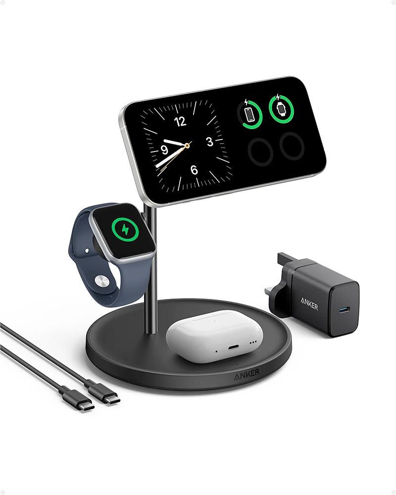 [Exclusive deal] Anker MagGo Wireless Charging Station (3-in-1 Stand) – MagSafe Fast Charger for iPhone, Apple Watch, AirPods,Ultra-Fast 15W Wireless Charging,Lightweight Design, Wireless Charging
