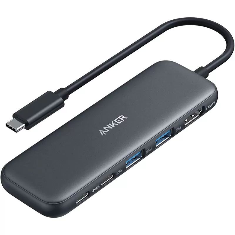 【Anker Official】Anker 332 USB-C Hub (5-in-1) - Black ~ Compact Hub with 4K HDMI 5 Gbps USB-C Data Port and 2 5 Gbps USB-A Data Ports for MacBook Pro, MacBook Air, Dell XPS, Lenovo Thinkpad,HP Laptops