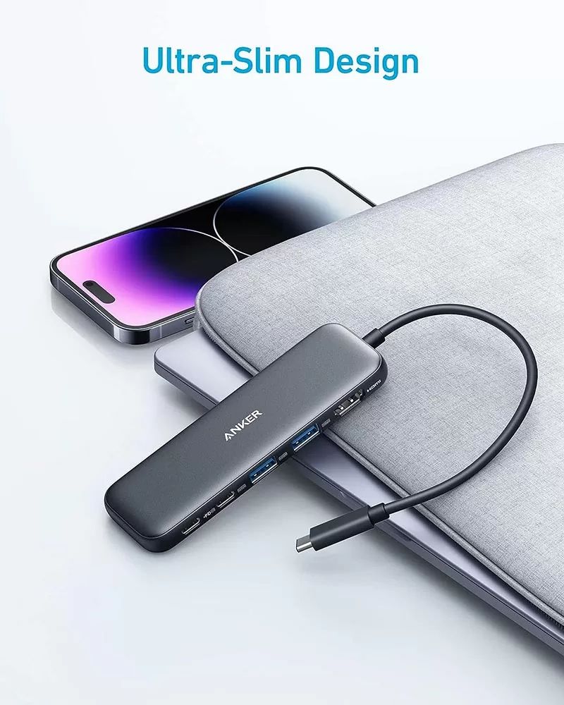 【Anker Official】Anker 332 USB-C Hub (5-in-1) - Black ~ Compact Hub with 4K HDMI 5 Gbps USB-C Data Port and 2 5 Gbps USB-A Data Ports for MacBook Pro, MacBook Air, Dell XPS, Lenovo Thinkpad,HP Laptops