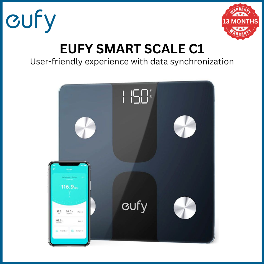 [Special Offer] ANKER  EUFY CLEAN SMART SCALE C1 BLACK T9146K15 Weighing Scale Smart Bluetooth  Fat Scale Smart Wireless Digital Bathroom Composition Analyzer With Smartphone App  Health Monitors