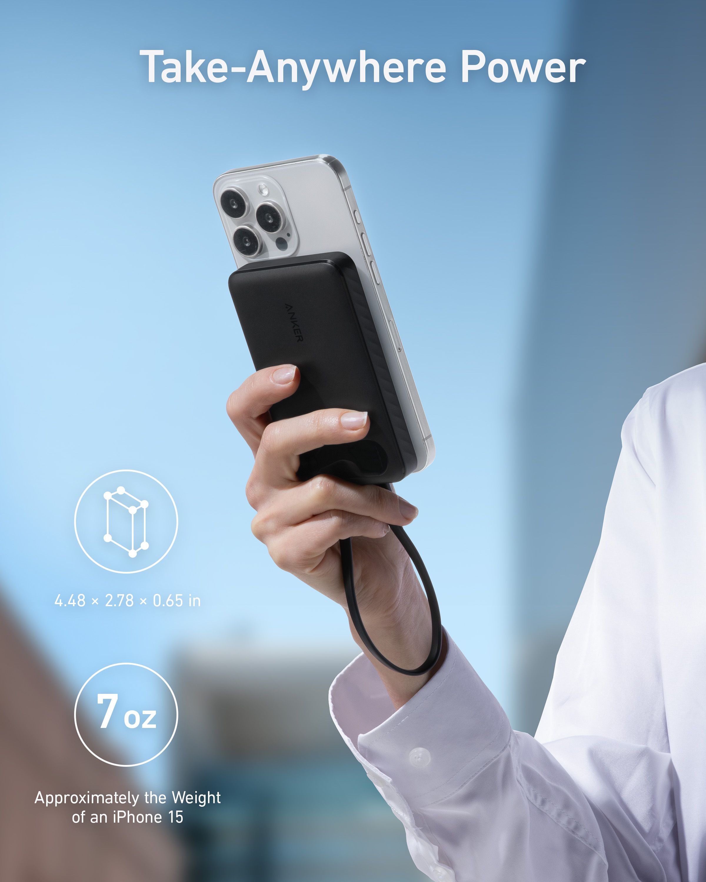 [LIMITED OFFER] Anker Power Bank (10K, 22.5W)  BlackFast Charging: Ultra-Portable with Built-in USB-C Cable and Smart Digital Display