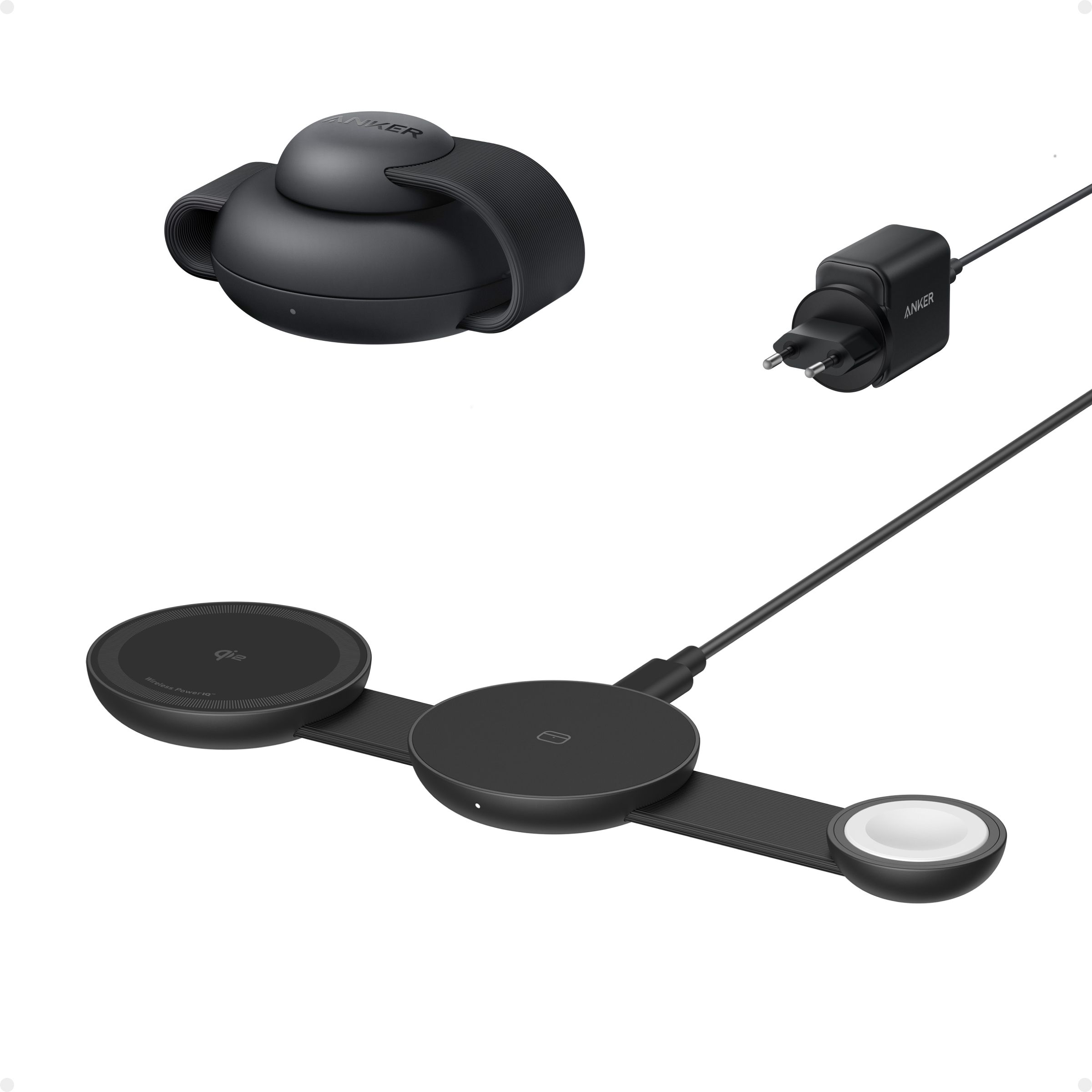 [Exclusive deal] Anker MagGo Wireless Charging Station (3-in-1, Foldable Pad) -  Foldable MagSafe Charger for iPhone, Apple Watch, AirPods,Ultra-Fast 15W Wireless Charging