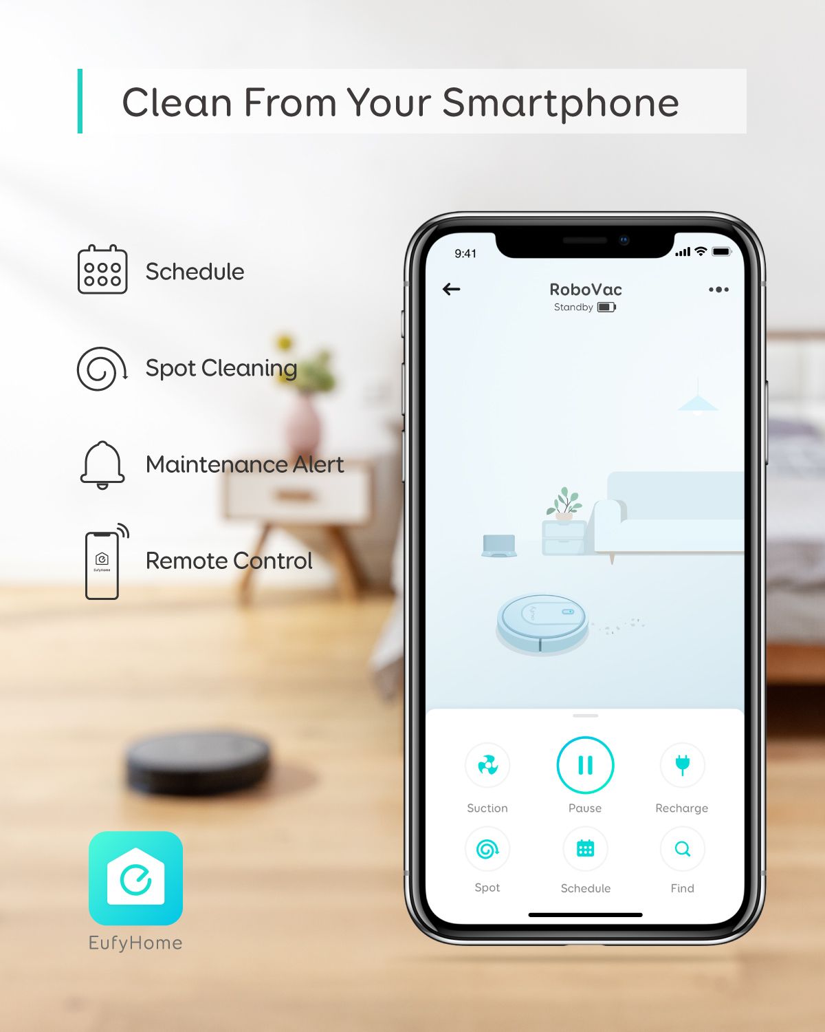 [Special Offer] Eufy RoboVac G10 Hybrid – Black Robot Vacuum Cleaner 2-in-1 Wireless Vacuum Cleaner With LED Atmosphere Lights Quiet Vacuuming Mopping Humidifying Vacuum Clean