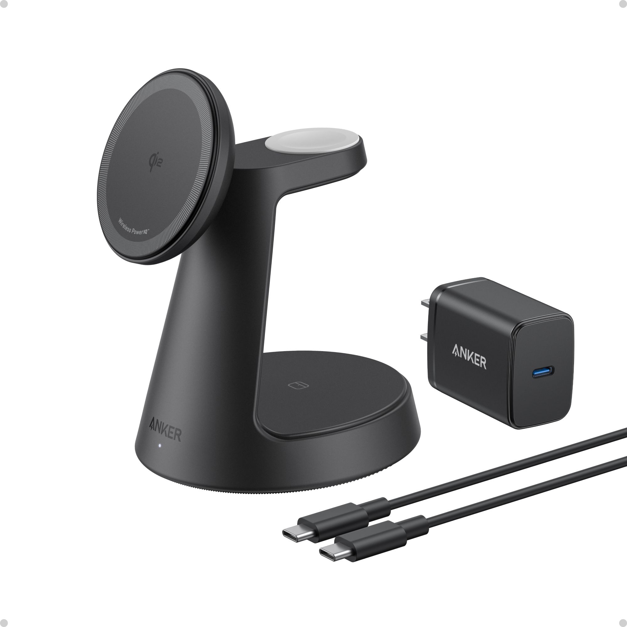 [Exclusive deal] Anker MagGo Wireless Charging Station (3-in-1, Dock Stand) - Dock Stand with 15W Fast Charge for iPhone, Watch, AirPods