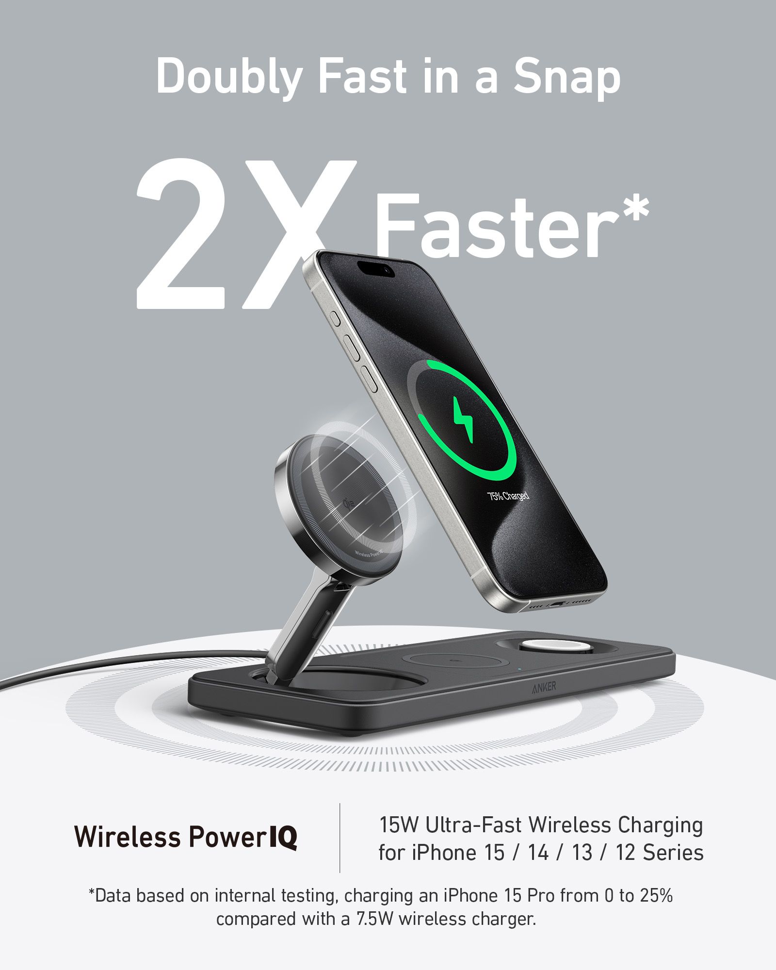 [Exclusive deal] Anker MagGo Wireless Charging Station (3-in-1 Pad) - Fast Magnetic Charger for iPhone, AirPods & Apple Watch
