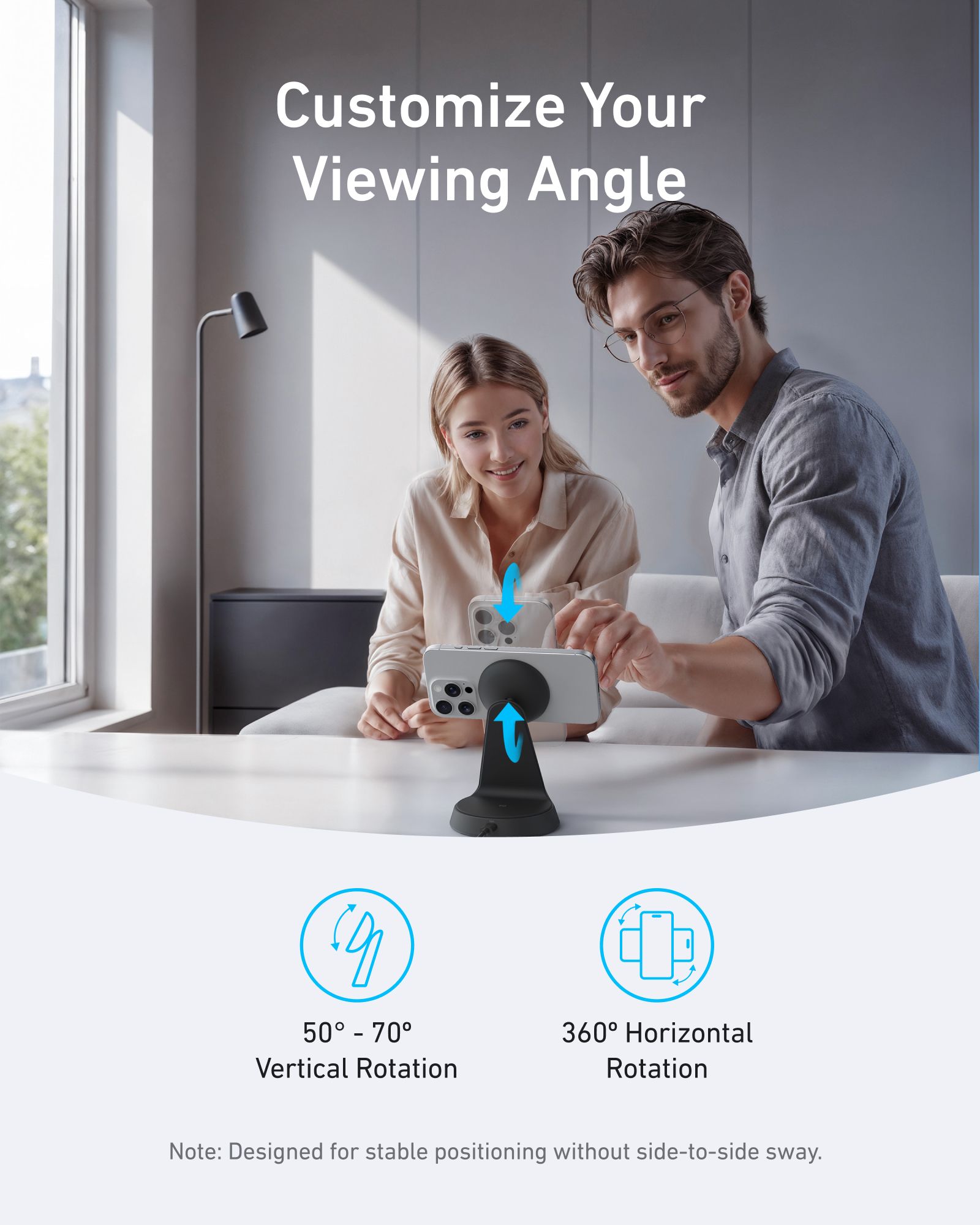[Exclusive deal] Anker MagGo Wireless Charger (2-in-1, Dock Stand) -  Fast Charging Station with Phone & AirPods Holder