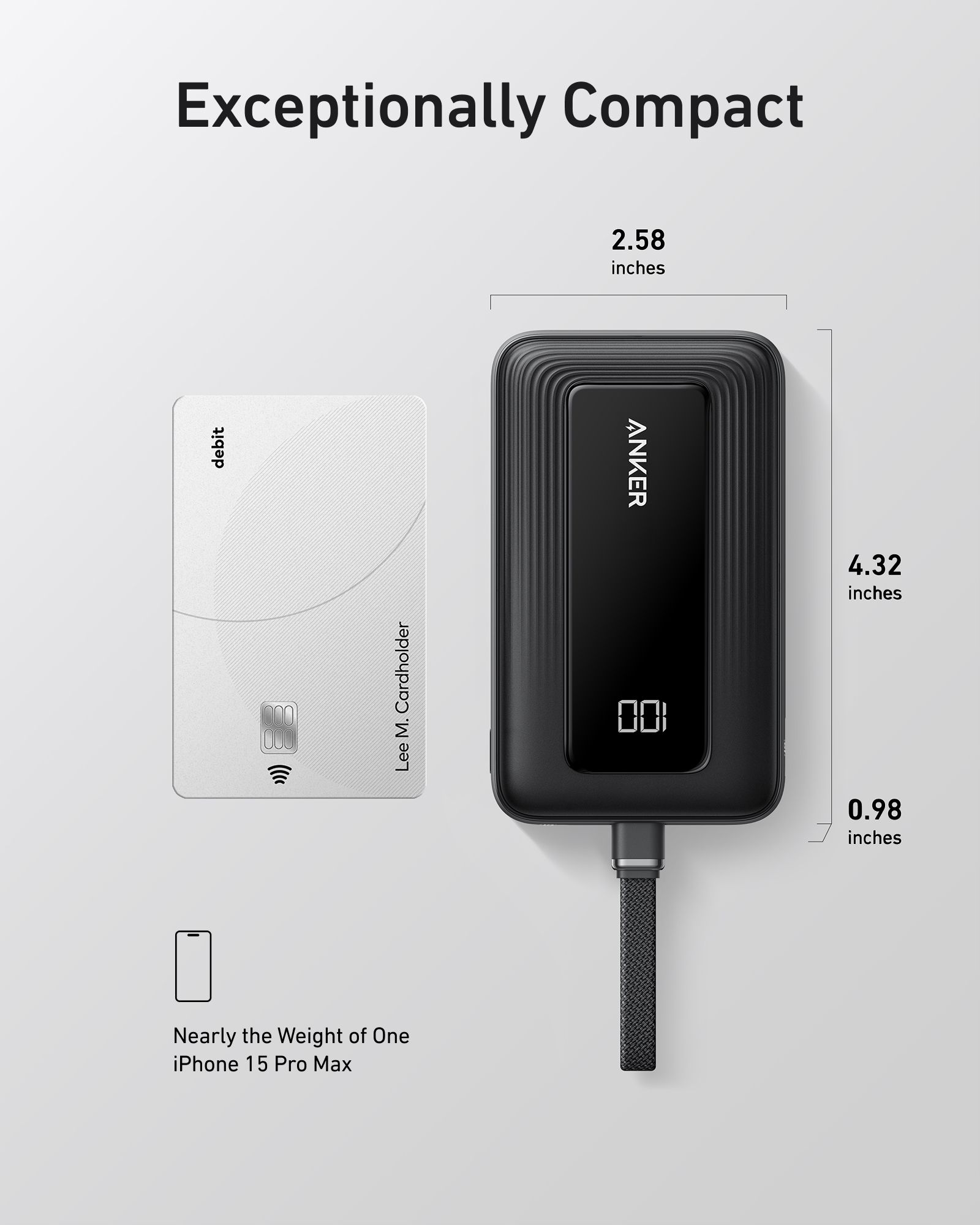 [Exclusive deal] Anker Zolo Powerbank 10000mAh 30W Power Bank Portable Charger with Built-in USB C Cable - Black
 Integrated Cable Compact Design Fast Charging
