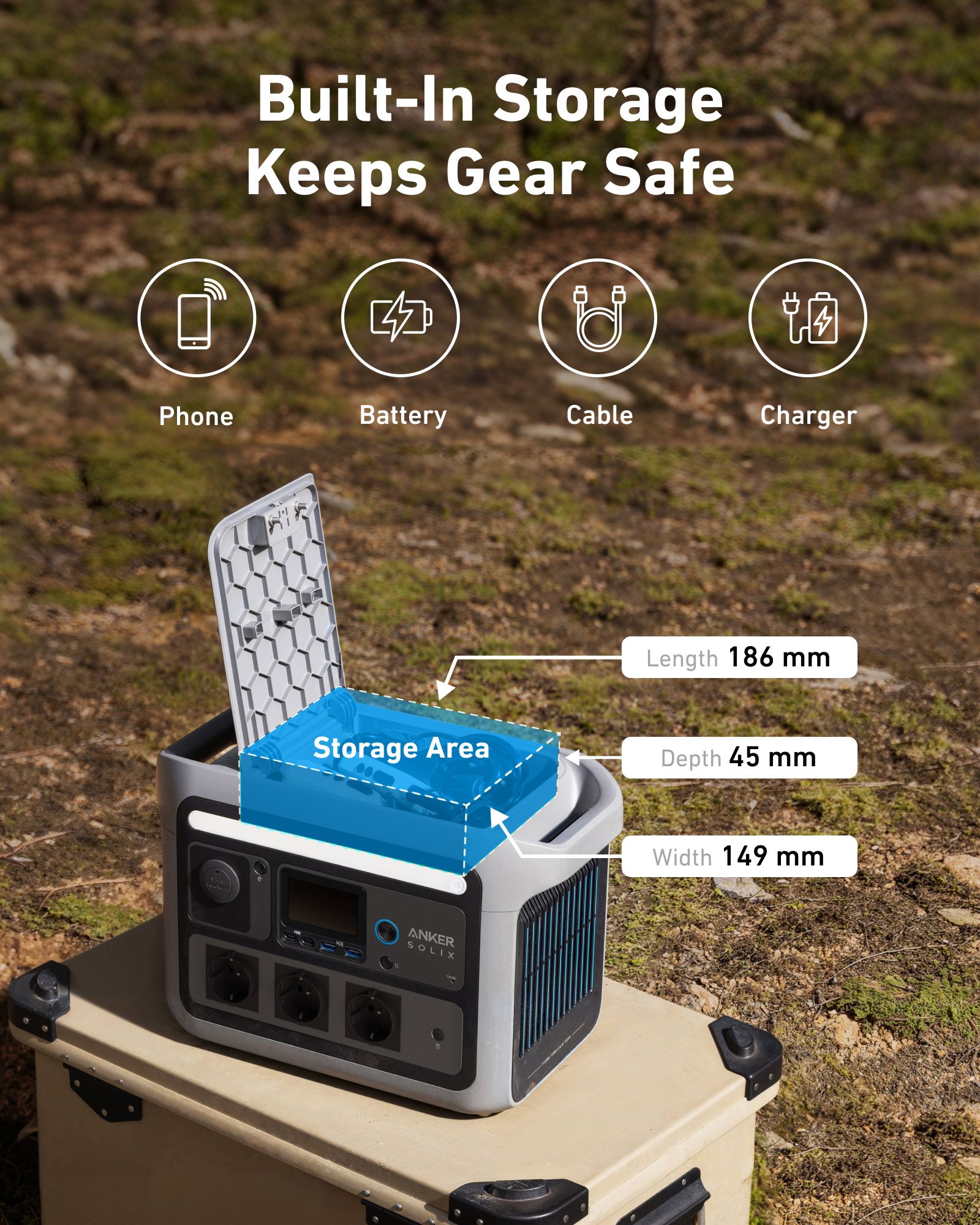 [Exclusive deal] Anker PowerSolar 3-Port 100W  – UN BLUE A2431031 PowerSolar 3-Port Design with USB-C USB-A  DC Output  Foldable & Suncast™ Kickstand