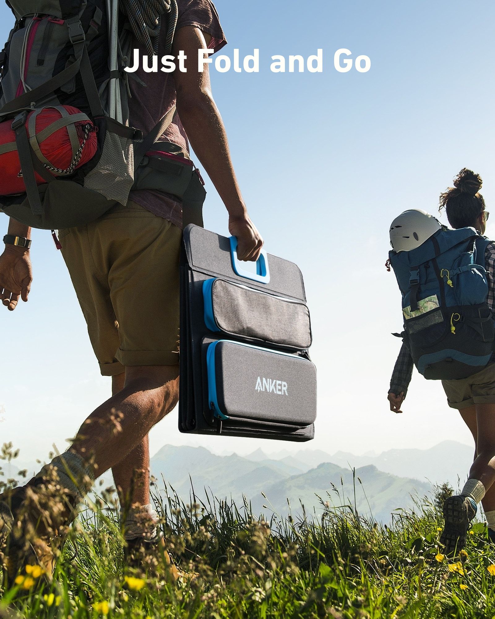 [Exclusive deal] Anker PowerSolar 3-Port 100W  – UN BLUE A2431031 PowerSolar 3-Port Design with USB-C USB-A  DC Output  Foldable & Suncast™ Kickstand