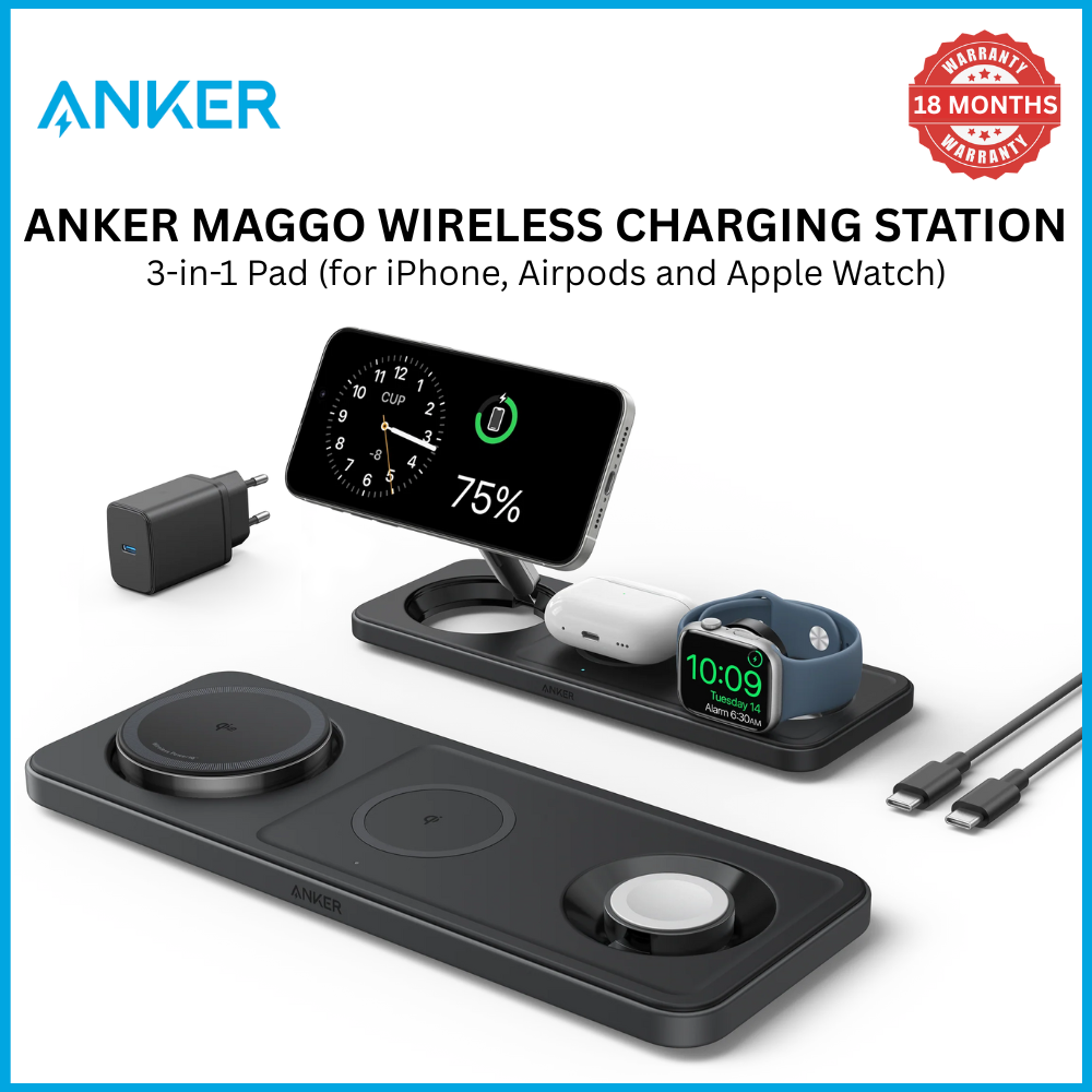 [Exclusive deal] Anker MagGo Wireless Charging Station (3-in-1 Pad) - Fast Magnetic Charger for iPhone, AirPods & Apple Watch