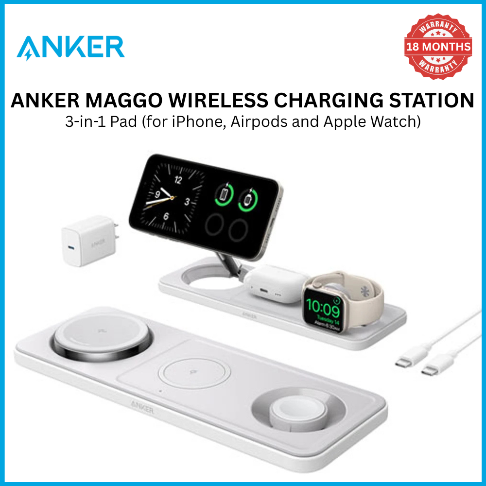 [Exclusive deal] Anker MagGo Wireless Charging Station (3-in-1 Pad) - Fast Magnetic Charger for iPhone, AirPods & Apple Watch