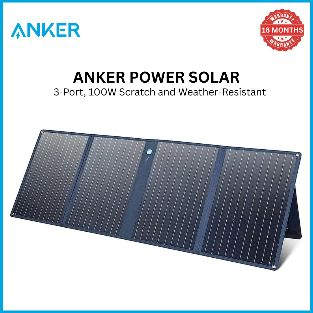 [Exclusive deal] Anker PowerSolar 3-Port 100W  – UN BLUE A2431031 PowerSolar 3-Port Design with USB-C USB-A  DC Output  Foldable & Suncast™ Kickstand