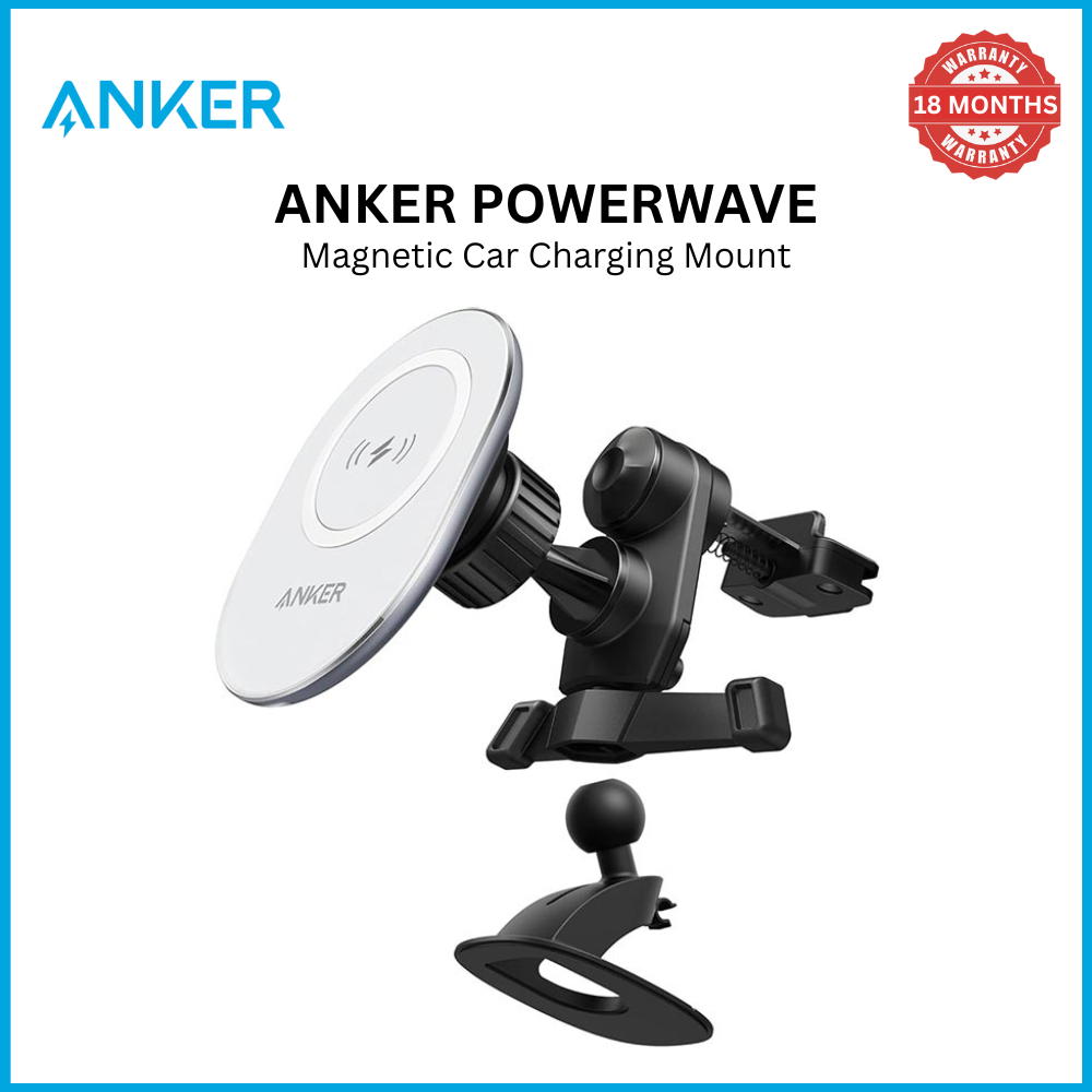 [Exclusive deal] Anker PowerWave Magnetic Car Charging Mount - MagSafe Compatible with iPhone 12+  Fast 7.5W Charging  Built-in USB-C Cable  Black & White