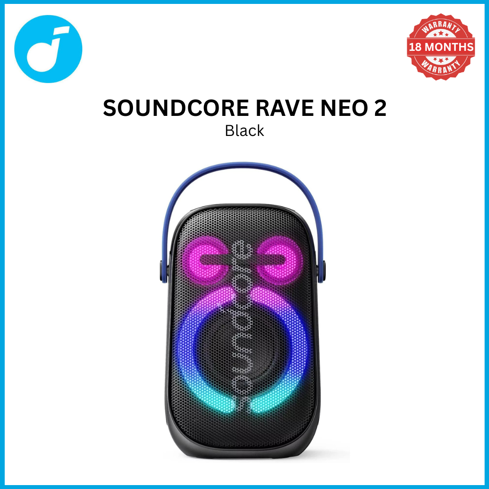【Anker Official】 Soundcore Rave Neo 2 - Black  Bluetooth Accessories Waterproof Subwoofer Portable Bluetooth Wireless Speaker Surround Loudspeaker TF Card AUX Sound Box TWS USB Flash Drive