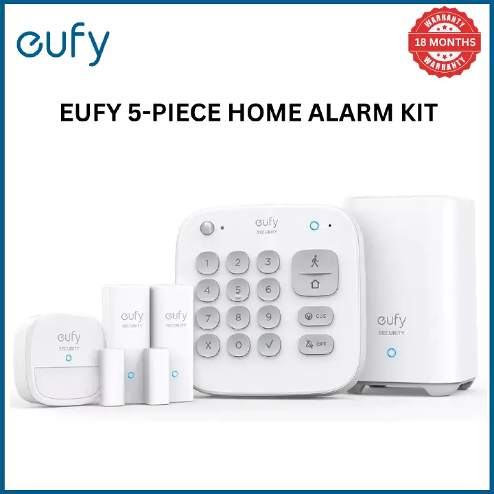 [Exclusive deal] eufy 5-Piece Home Alarm Kit  WHITE DIY-Home Security System, Keypad, Motion Sensor, 2 Entry Sensors, Home Alarm System, Control from The App, Links with eufyCam