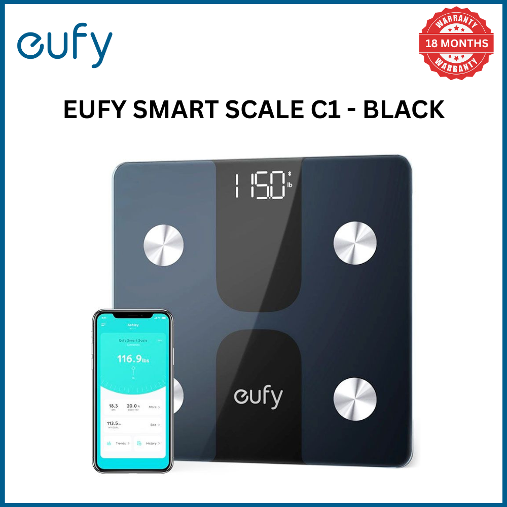 [Special Offer] EUFY CLEAN SMART SCALE C1 BLACK T9146K15 Weighing Scale Smart Bluetooth  Fat Scale Smart Wireless Digital Bathroom Composition Analyzer With Smartphone App  Health Monitors