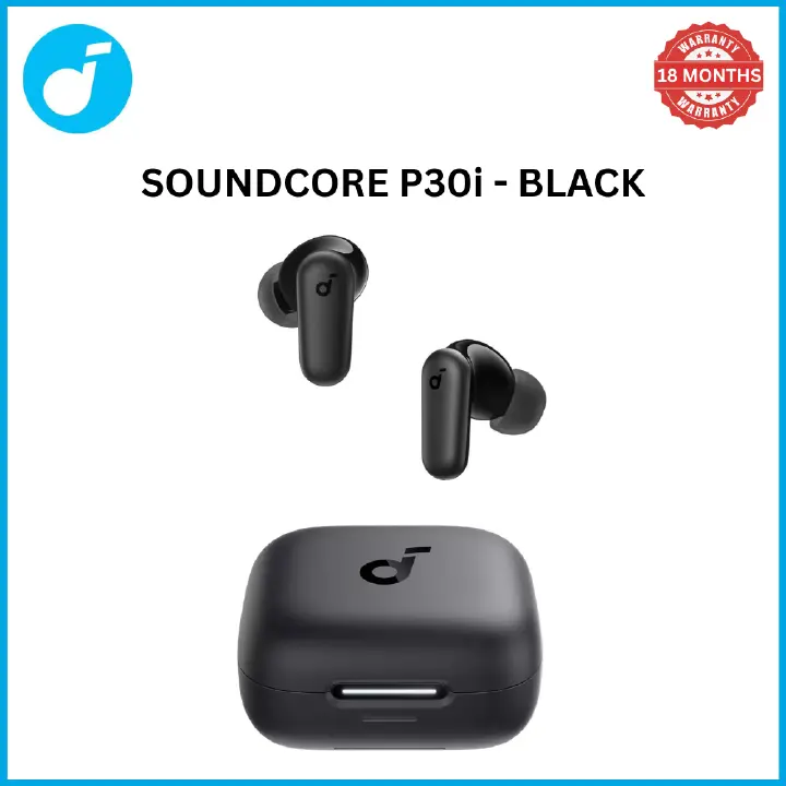 [Exclusive deal] soundcore P30i - Black Deep Bass ,Bluetooth 5.4, Long Battery, Dual Device Pairing, Mic ,  45H Playtime, Compact Case, Fast Charge, IPX5 ,Clear Calls