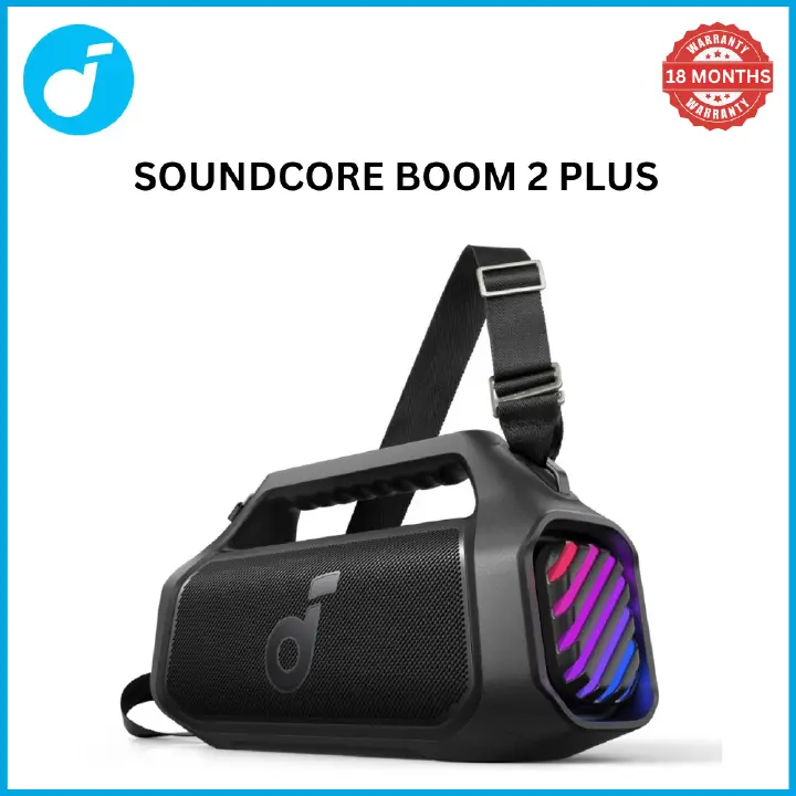 [ Special Deal ]  Soundcore Boom 2 Plus Black -Designed for Outdoor use and Parties, Offering Powerful Sound and a Light Show