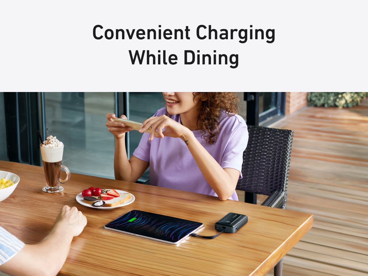 【Anker Official】Anker Zolo PowerBank (10K, 30W) with a 5.4-inch (13.7 cm) built-in USB-C Cable - Blue ~ Fast Charging Battery Pack Travel Essential Phone Power Bank for iPhone 16/15 iPad