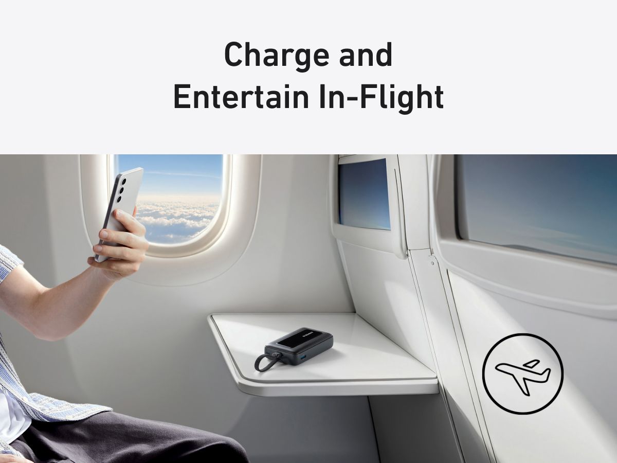 【Anker Official】Anker Zolo PowerBank (10K, 30W) with a 5.4-inch (13.7 cm) built-in USB-C Cable - Blue ~ Fast Charging Battery Pack Travel Essential Phone Power Bank for iPhone 16/15 iPad