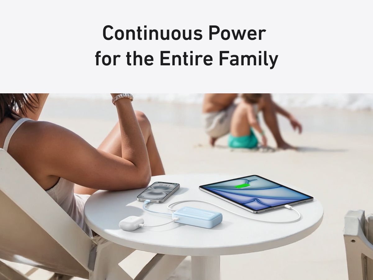 【Anker Official】Anker Zolo PowerBank (10K, 30W) with a 5.4-inch (13.7 cm) built-in USB-C Cable - Blue ~ Fast Charging Battery Pack Travel Essential Phone Power Bank for iPhone 16/15 iPad