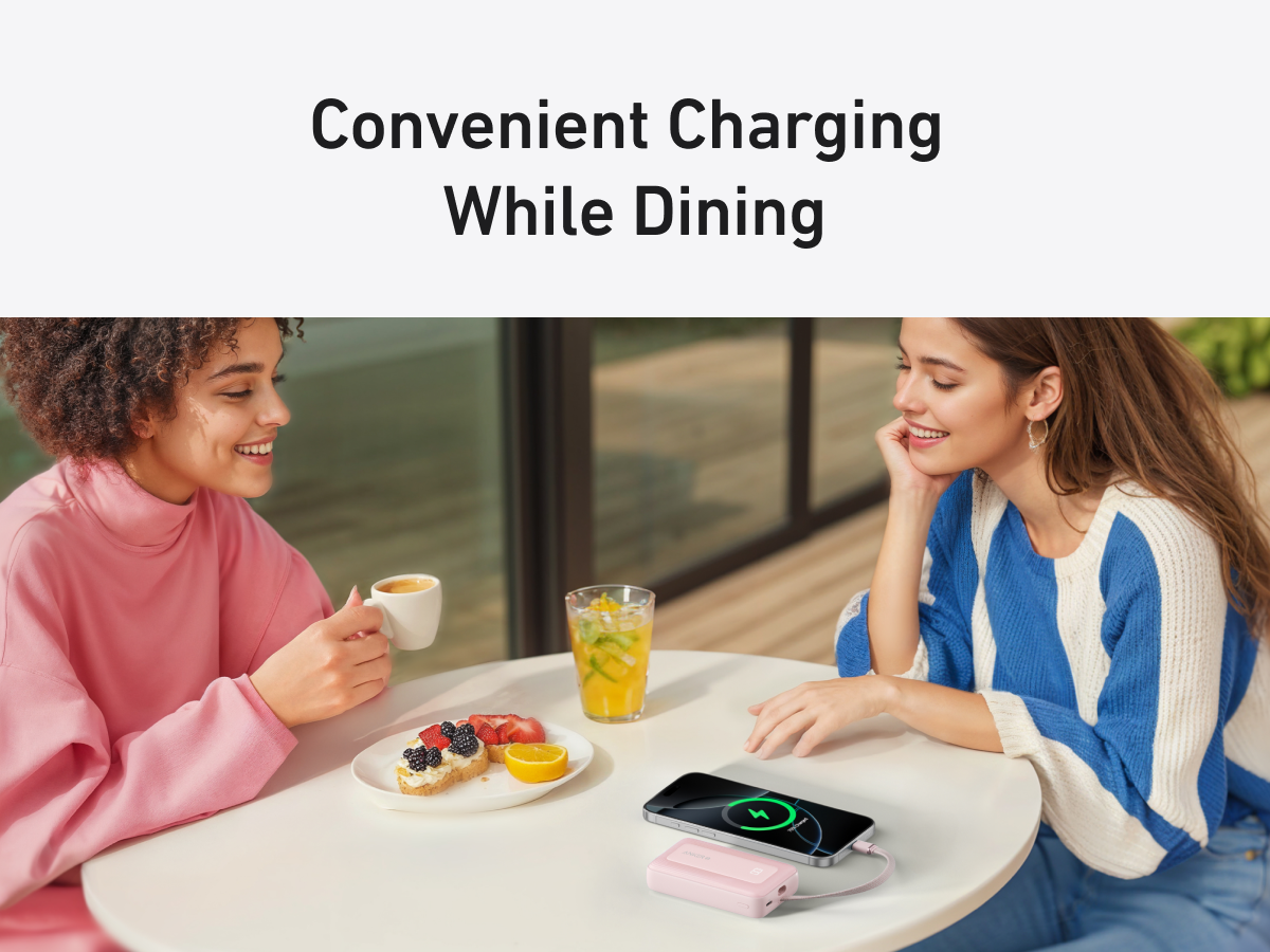 【Anker Official】Anker Zolo PowerBank (10K, 30W) with a 5.4-inch (13.7 cm) built-in USB-C Cable - Blue ~ Fast Charging Battery Pack Travel Essential Phone Power Bank for iPhone 16/15 iPad