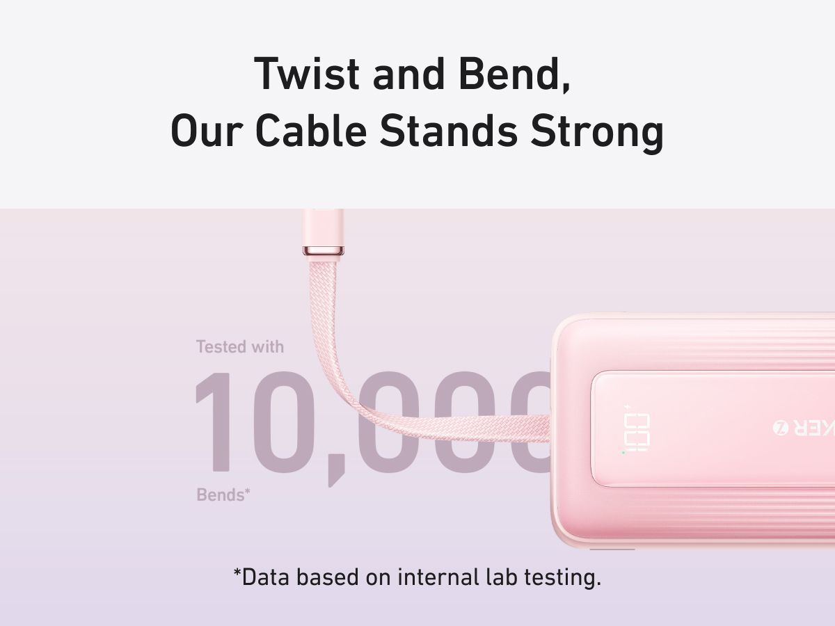 【Anker Official】Anker Zolo PowerBank (10K, 30W) with a 5.4-inch (13.7 cm) built-in USB-C Cable - Blue ~ Fast Charging Battery Pack Travel Essential Phone Power Bank for iPhone 16/15 iPad