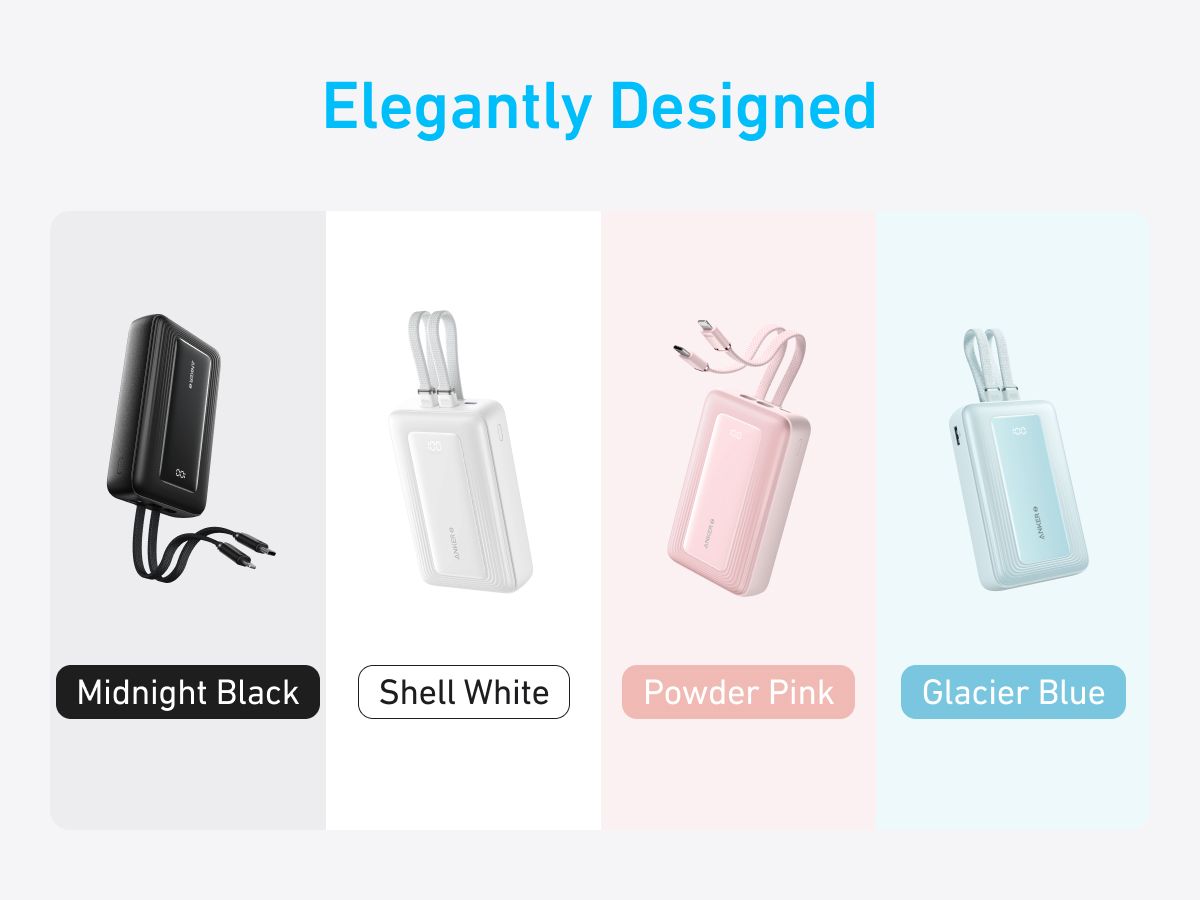 【Anker Official】Anker Zolo PowerBank (20K, 30W, Built-In USB-C and Lightning Cable)  | Fast Charging | Power Delivery | Portable Charger – Black power bank