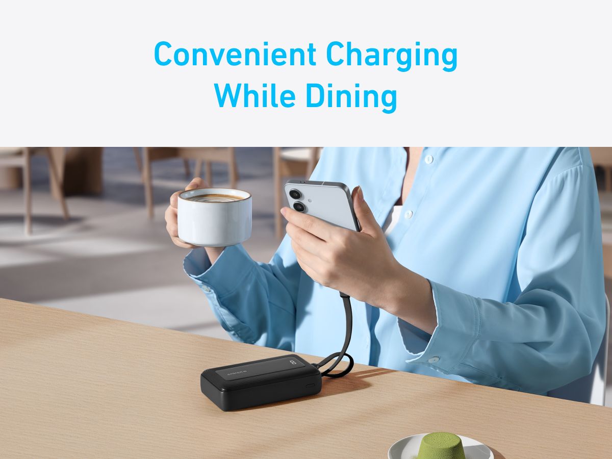 【Anker Official】Anker Zolo PowerBank (20K, 30W, Built-In USB-C and Lightning Cable)  | Fast Charging | Power Delivery | Portable Charger – Black power bank