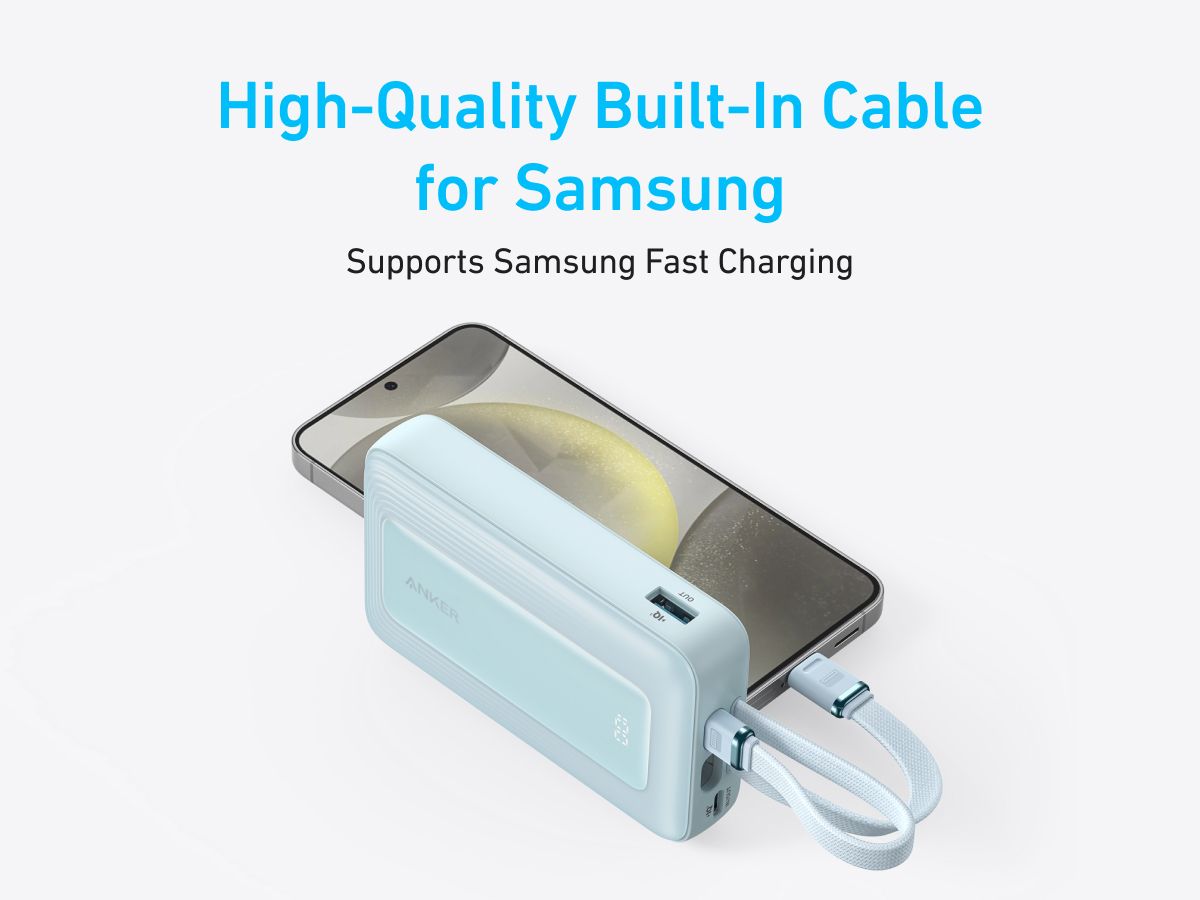 【Anker Official】Anker Zolo PowerBank (20K, 30W, Built-In USB-C and Lightning Cable)  | Fast Charging | Power Delivery | Portable Charger – Black power bank