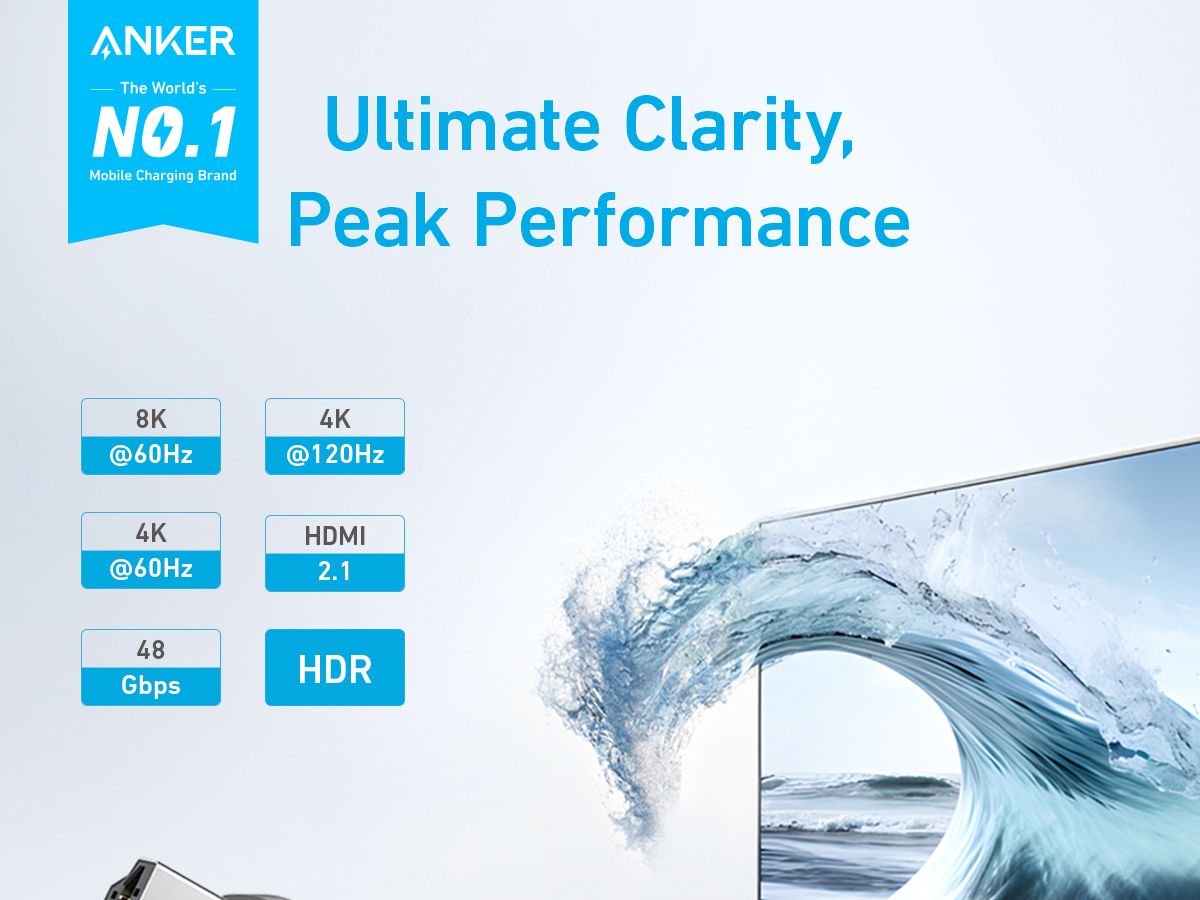 [Exclusive deal]  Anker HDMI to HDMI Cable 8K@60Hz, HDMI 2.1 - Black Ultra High Speed | 4K@120Hz | HDR | 48Gbps | PS5, Xbox, TV, Monitor