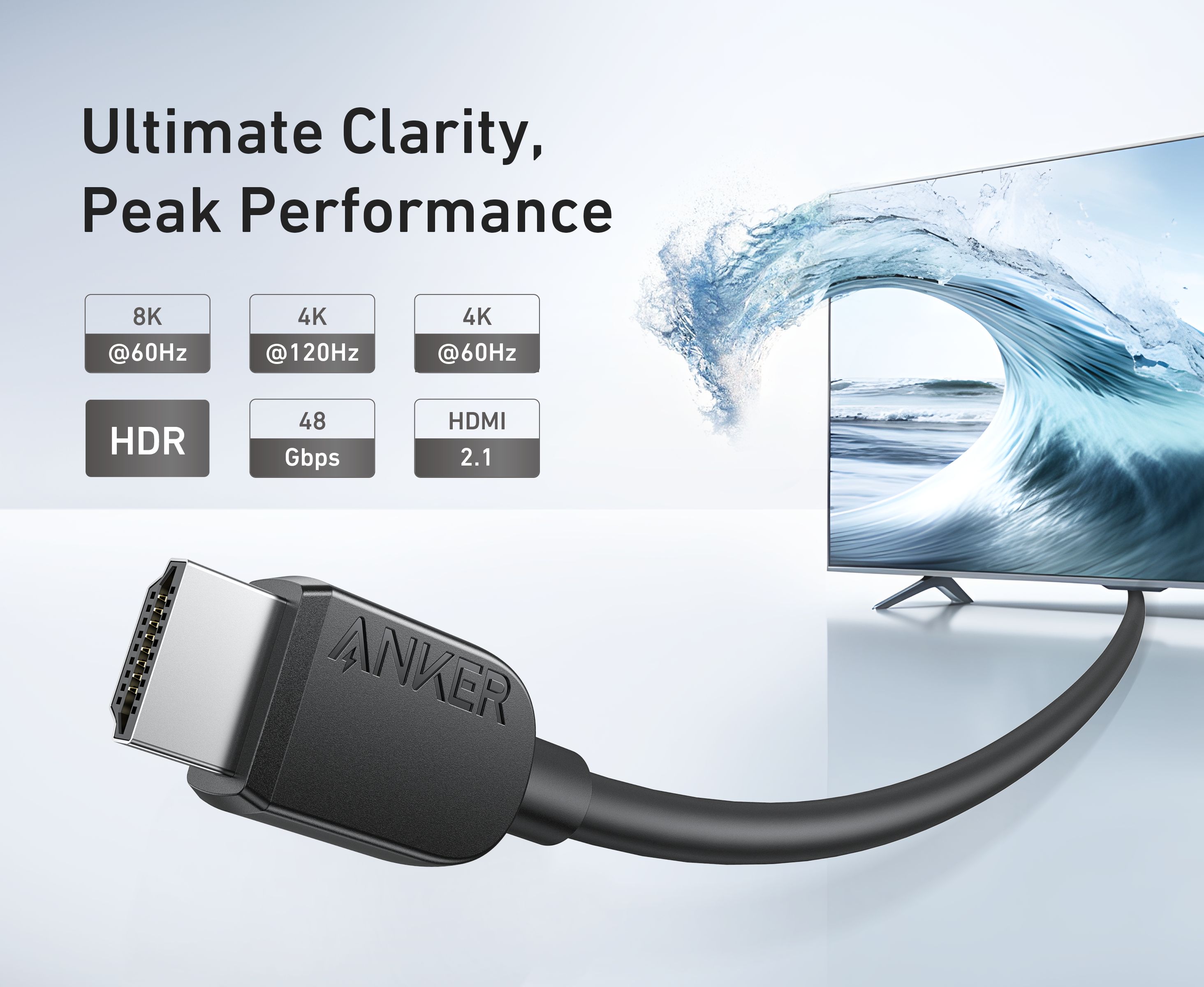 [Exclusive deal]  Anker HDMI to HDMI Cable 8K@60Hz, HDMI 2.1 - Black Ultra High Speed | 4K@120Hz | HDR | 48Gbps | PS5, Xbox, TV, Monitor