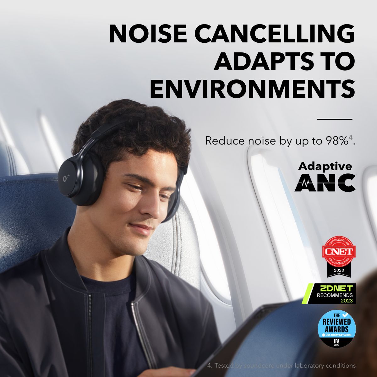 [Exclusive deal]  soundcore Space One | Active Noise Cancelling Headphones -  Adaptive Noise Cancelling | 40H Playtime | Bluetooth 5.3