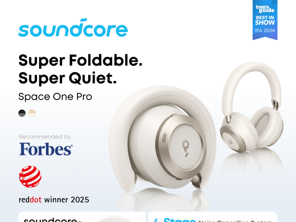 【Anker Official】  Soundcore Space One Pro | Foldable Over-Ear Headphones ACTIVE NOISE-CANCELLING (ANC) HEADPHONES SOUNDCORE SPACE ONE PRO