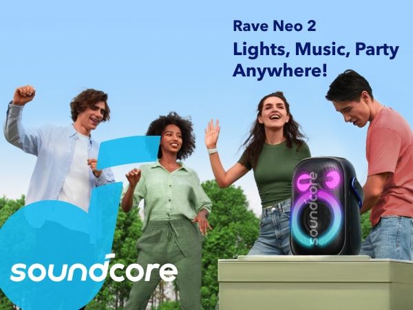 【Anker Official】 Soundcore Rave Neo 2 - Black  Bluetooth Accessories Waterproof Subwoofer Portable Bluetooth Wireless Speaker Surround Loudspeaker TF Card AUX Sound Box TWS USB Flash Drive