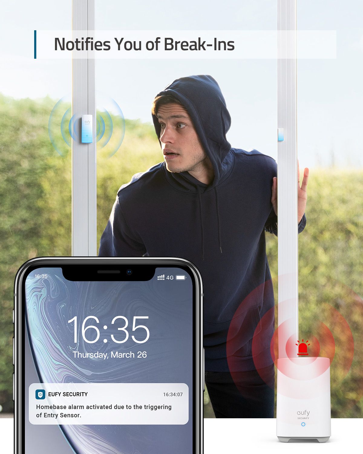 [Exclusive deal] eufy 5-Piece Home Alarm Kit  WHITE DIY-Home Security System, Keypad, Motion Sensor, 2 Entry Sensors, Home Alarm System, Control from The App, Links with eufyCam