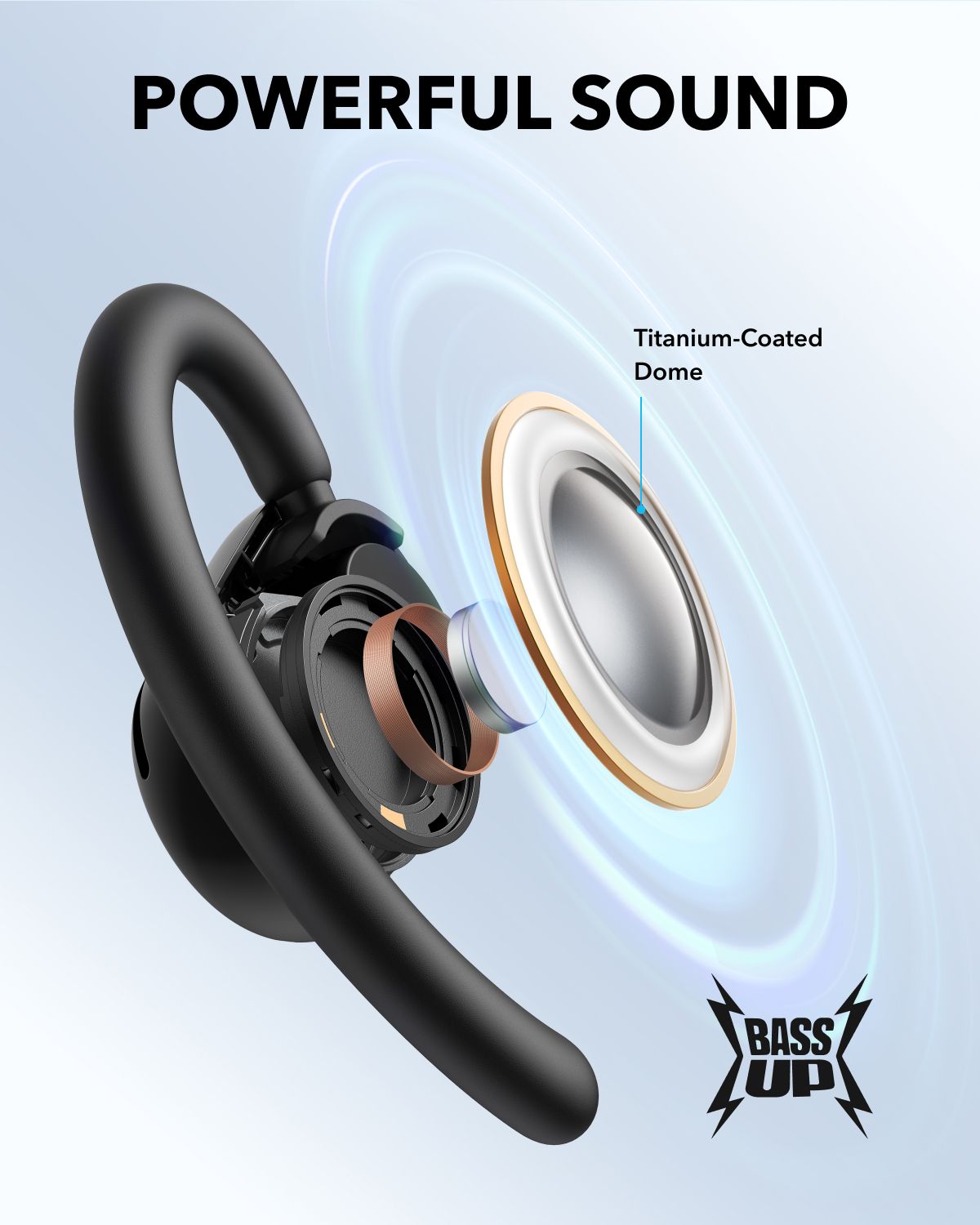 [ Special Deal ] soundcore V20i - Black, Open Ear Wireless Earbuds, clear calls, customised LED lights, immersive Audio exeperience delivers puncy bass and comfortable