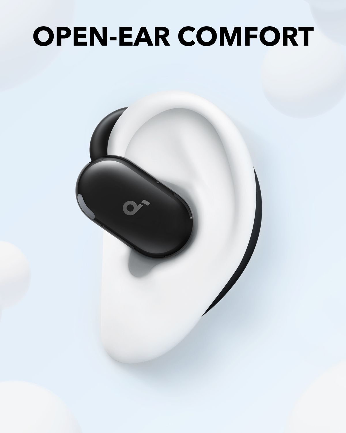 [ Special Deal ] soundcore V20i - Black, Open Ear Wireless Earbuds, clear calls, customised LED lights, immersive Audio exeperience delivers puncy bass and comfortable